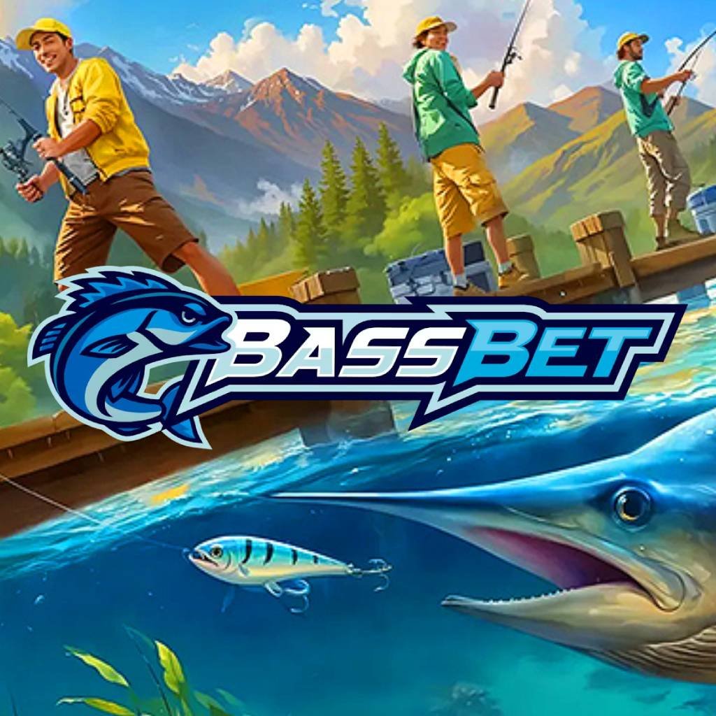 BassBet Casinon etusivu, jossa näkyy kalateemainen banneri ja pelikategorioiden valikko.
